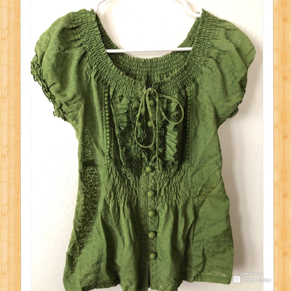 XOXO Green Ruffle Blouse